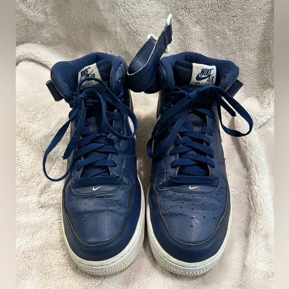 Nike Air Force 1 Hi Top Navy Blue 2016 Size 9 - Picture 6 of 7